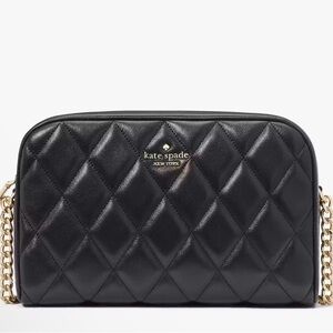 Kate Spade Carey Mini Black Quilted Smooth Leather Camera Crossbody Bag